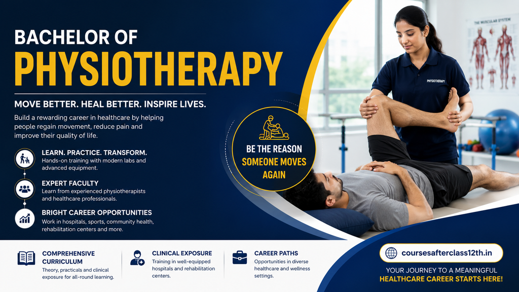 Bachelor of Physiotherapy course banner featuring physiotherapy clinical training