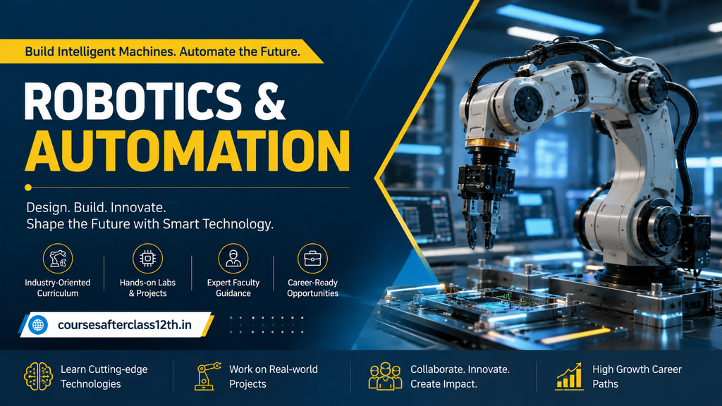 Robotics and Automation engineering with industrial robotic arm