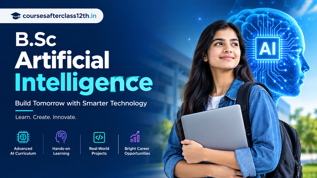 B.Sc Artificial Intelligence course banner with AI technology and student