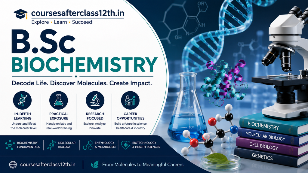B.Sc Biochemistry course with laboratory equipment and DNA