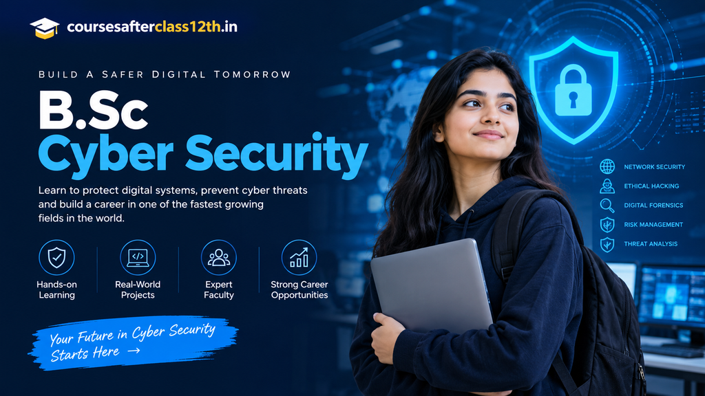 B.Sc Cyber Security course hero banner featuring a student and cybersecurity technology