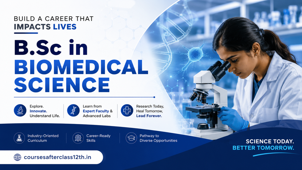 B.Sc in Biomedical Science course with student conducting laboratory research