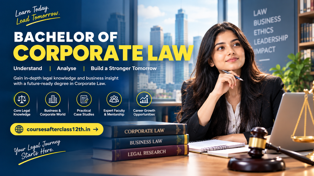 Bachelor of Corporate Law course banner with corporate law student